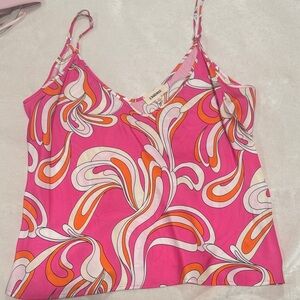 L'AGENCE Pink and Orange Swirl Camisole